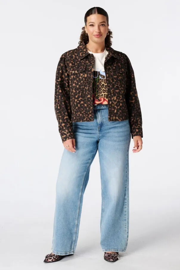 Veste en jean à imprimé animal