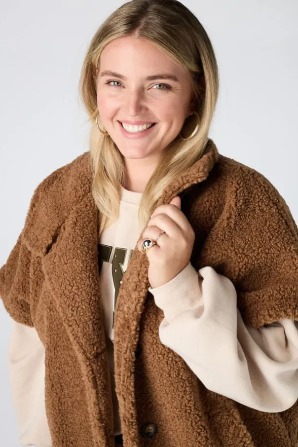 Veste teddy à manches courtes