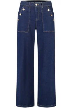 Wide leg jean avec boutons décoratifs